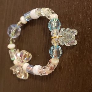 Home made bead bracelet: Crystal teddy bear